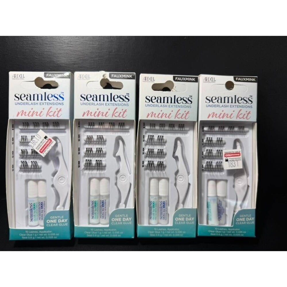 Ardell Underlash Mini Kits • 4‑Pack Faux Mink – Clear Glue + Seal